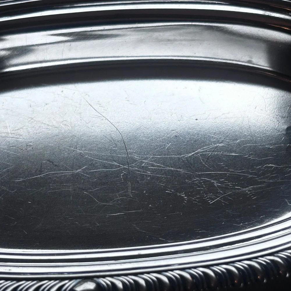 Vintage Sheridan Silverplate Footed Butter Dish Oval Lid Gadroon Lion Paw Feet